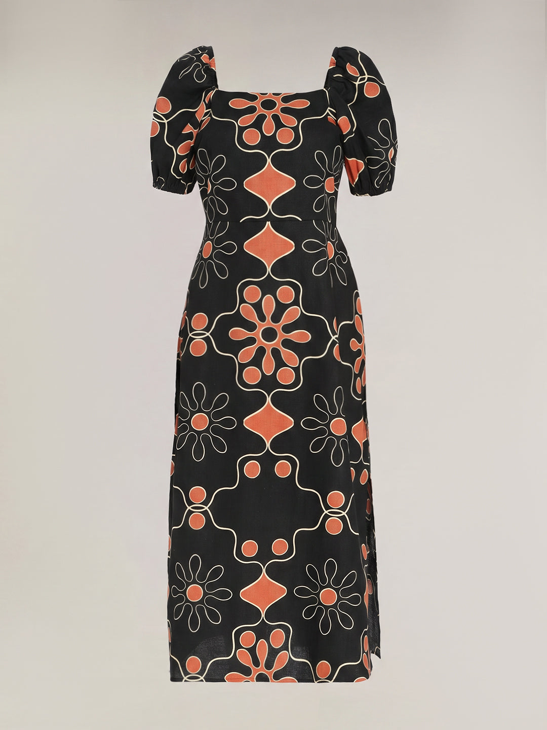 Black Printed Midi Dress