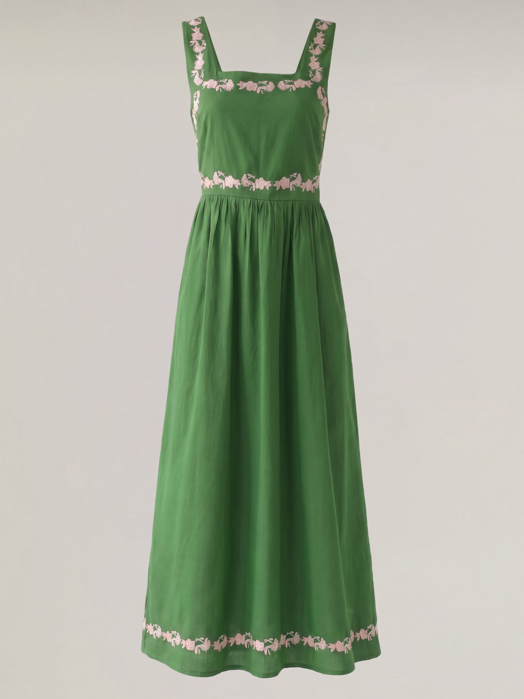 Green Floral Embroidered Dress