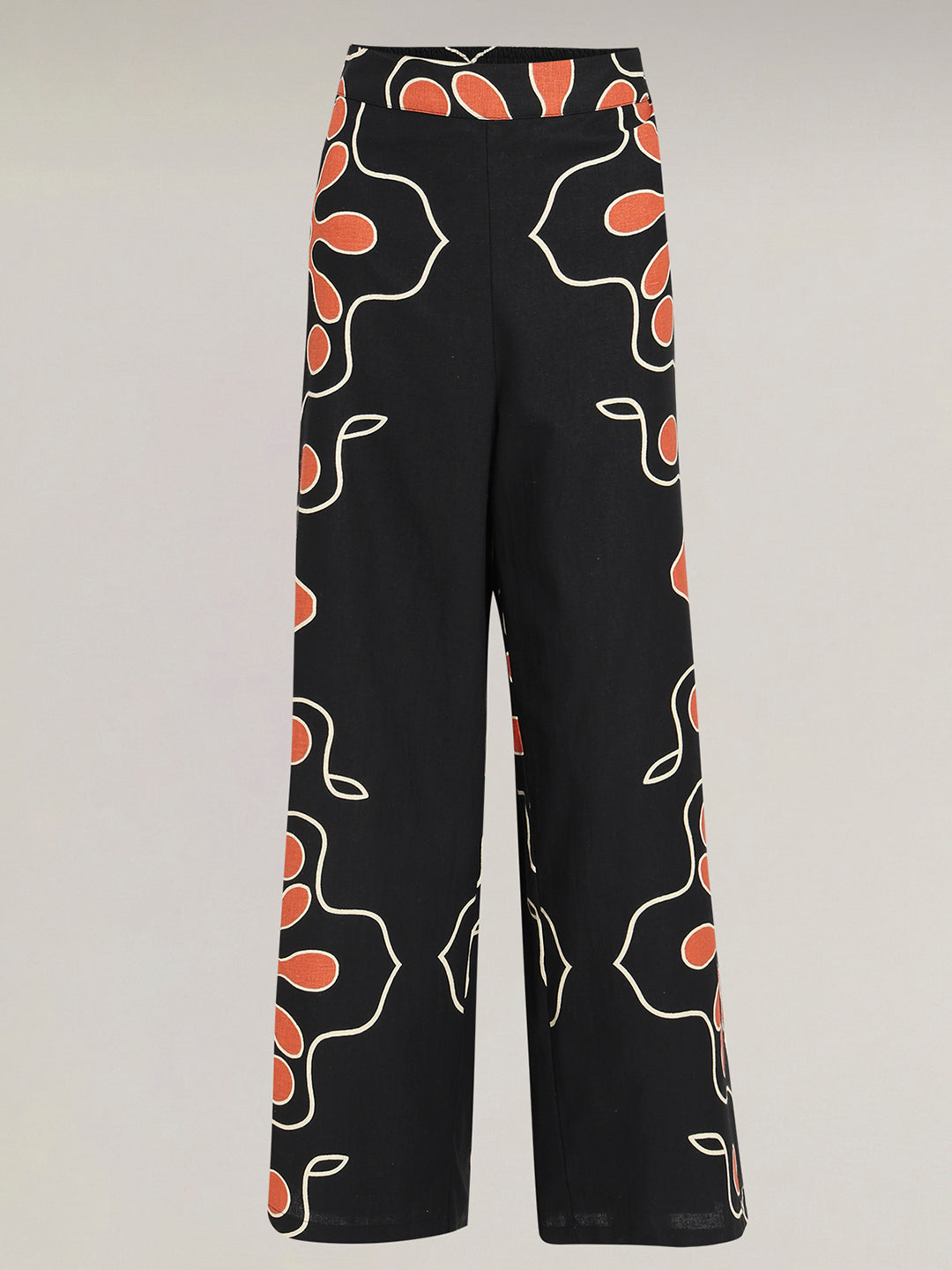 Black Floral Wide Leg Pants