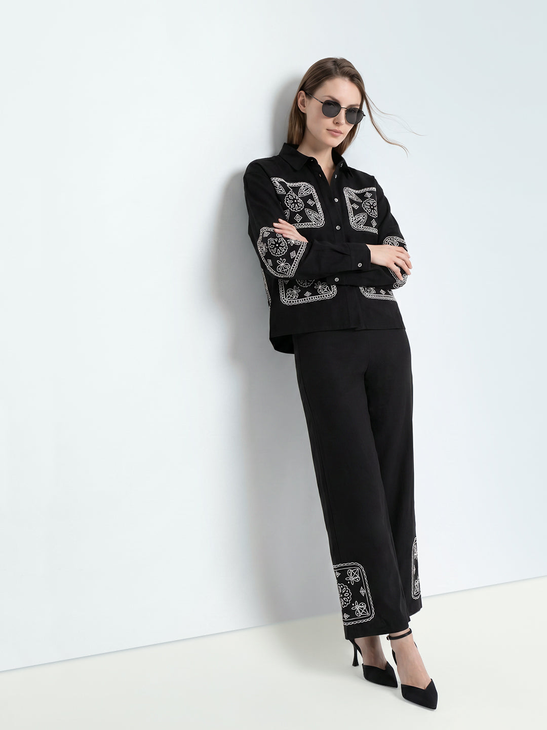 Black Linen Blend Pants