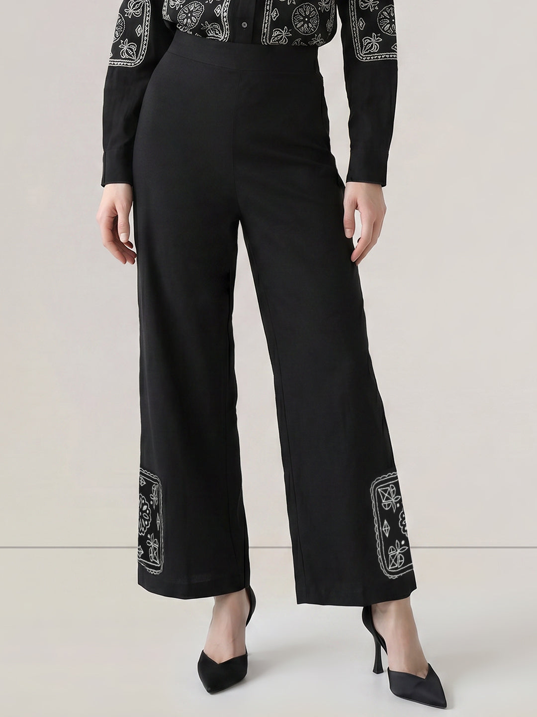 Black Linen Blend Pants