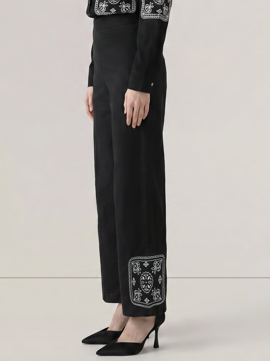Black Linen Blend Pants
