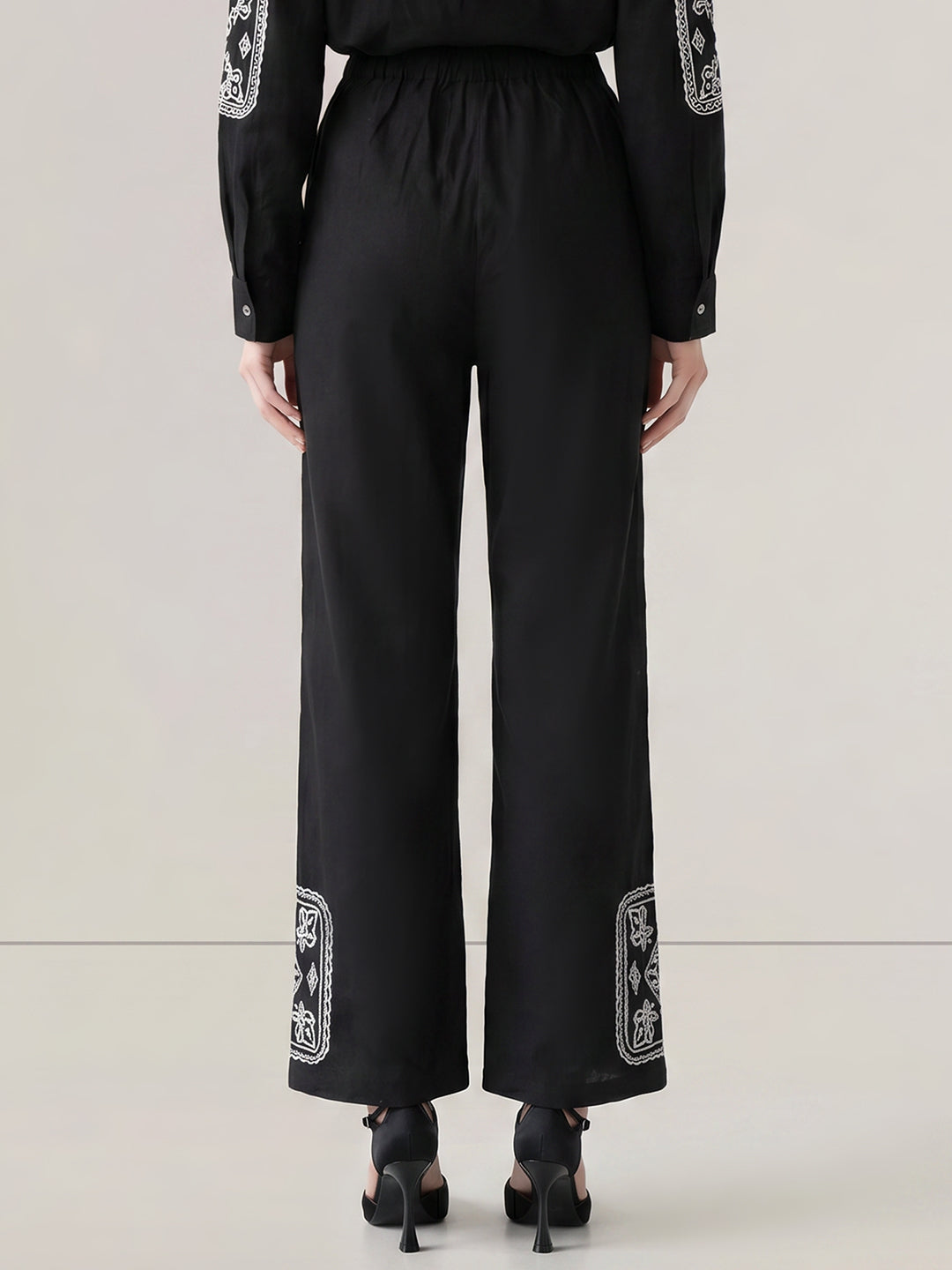 Black Linen Blend Pants