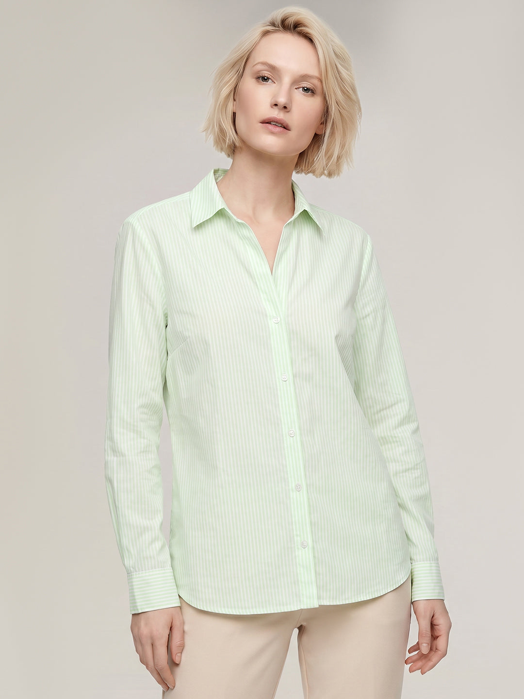 Green Striped Cotton Shirt