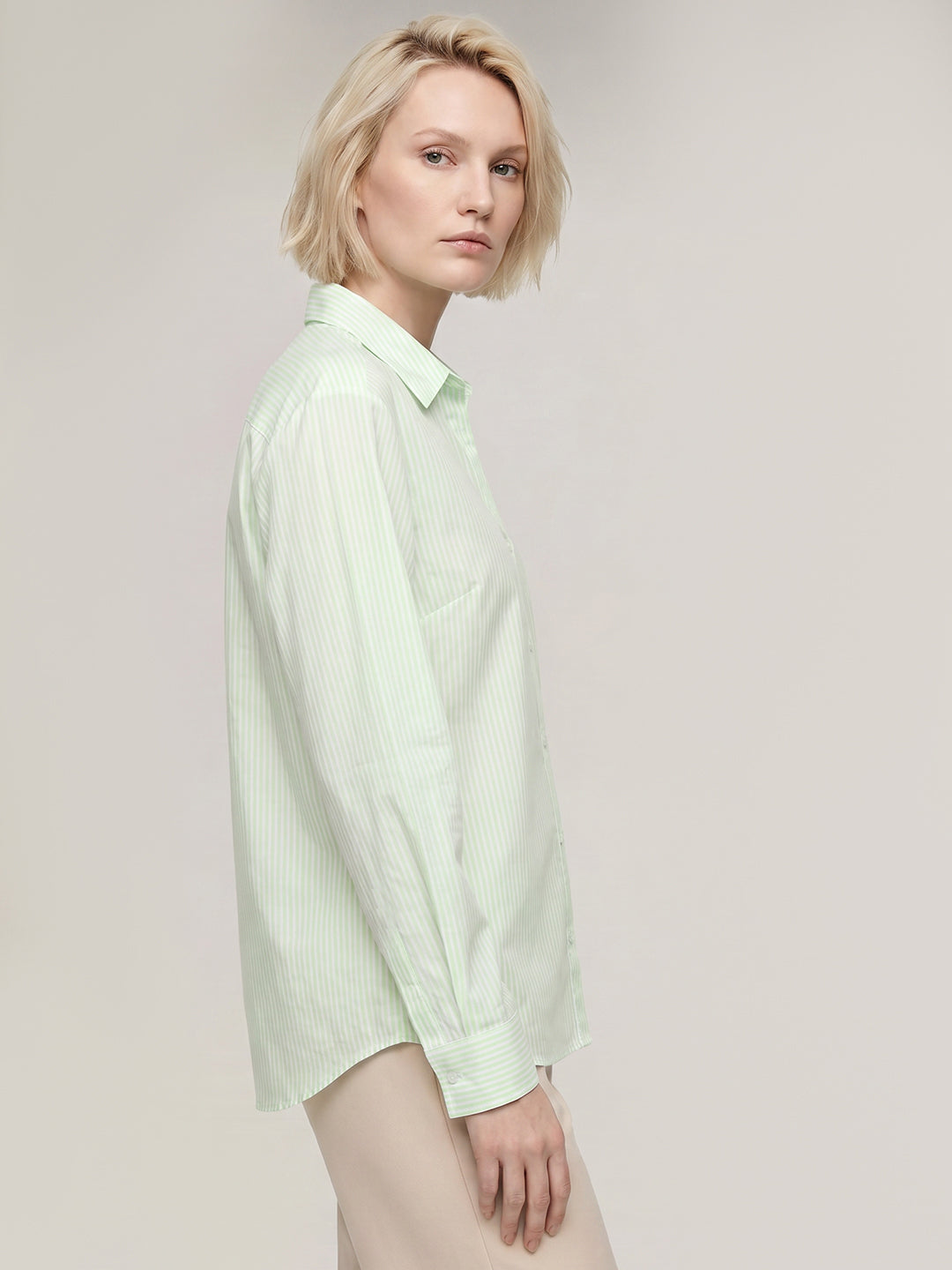 Green Striped Cotton Shirt