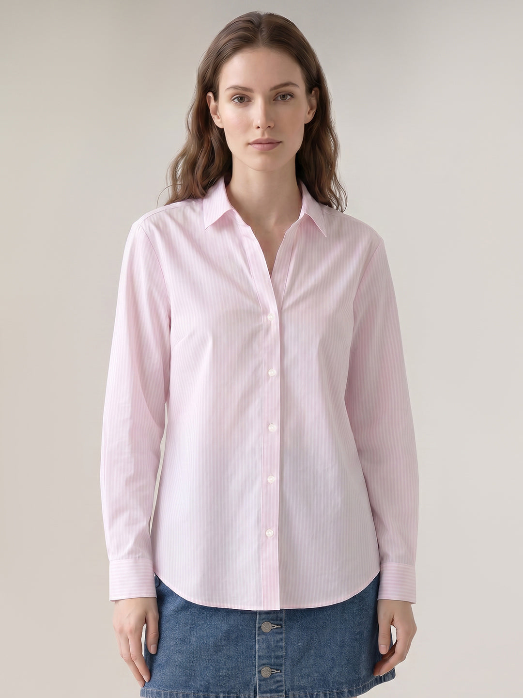 Light Pink Striped Cotton Shirt