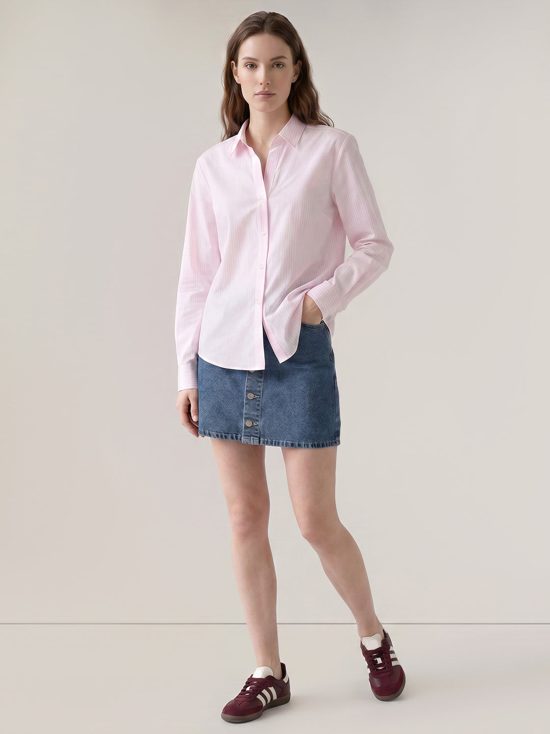 Light Pink Striped Cotton Shirt