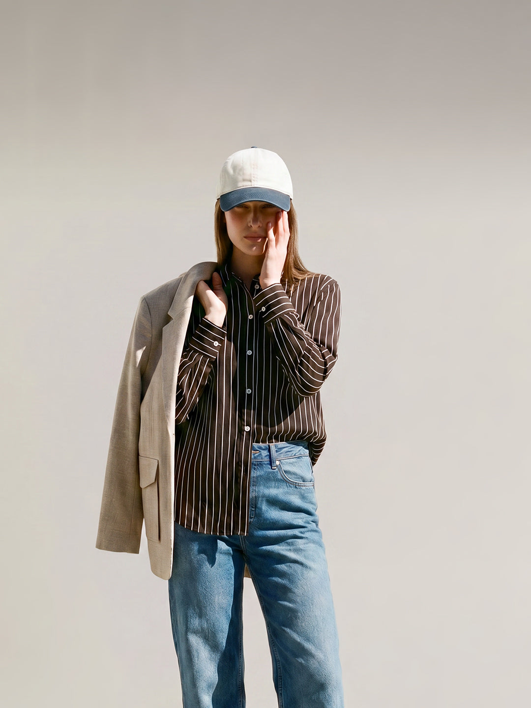 Dark Brown Striped Cotton Shirt