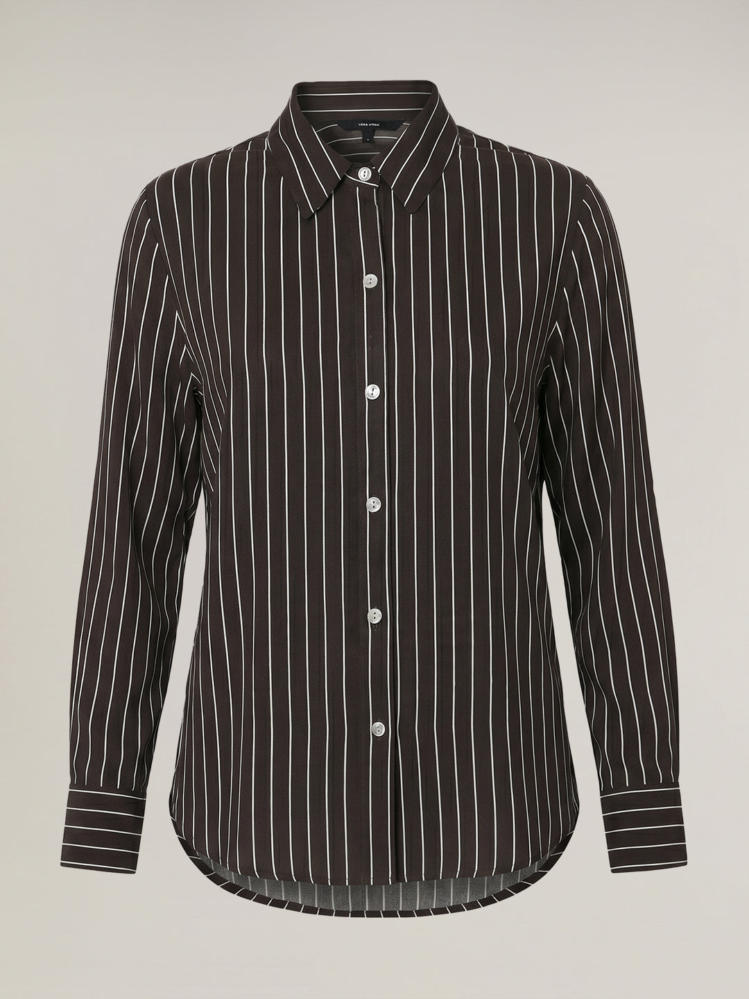 Dark Brown Striped Cotton Shirt