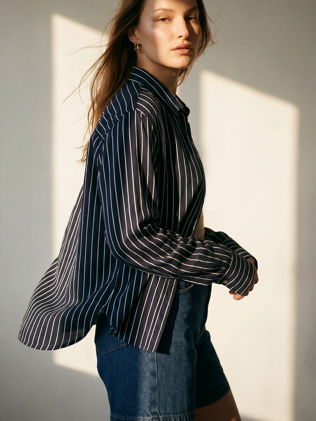 Dark Blue Striped Shirt