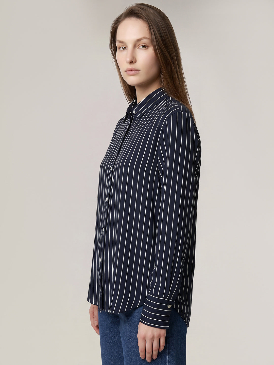 Dark Blue Striped Shirt