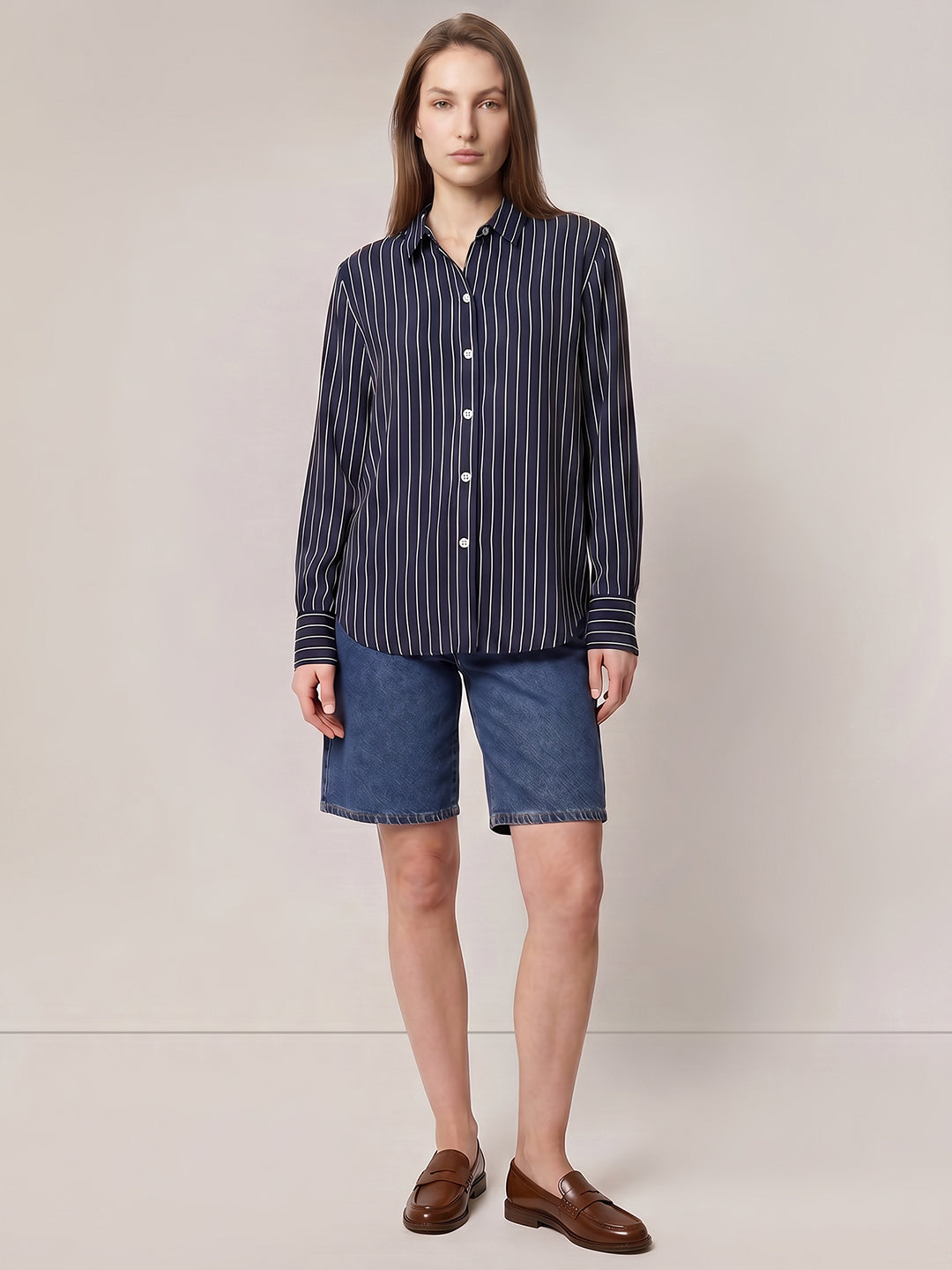 Dark Blue Striped Shirt