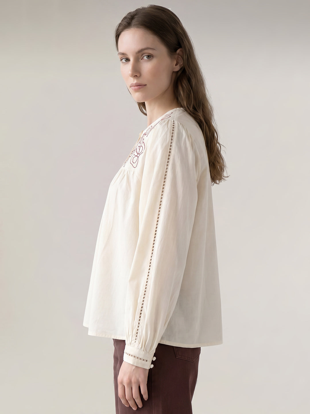 Ecru Embroidered Top