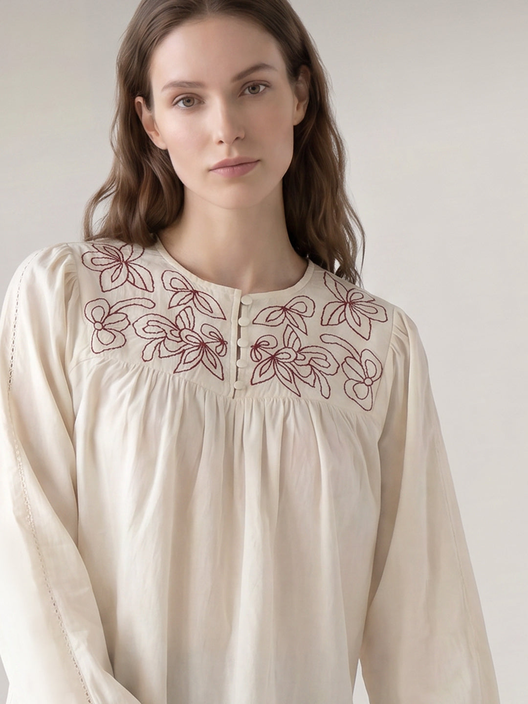 Ecru Embroidered Top