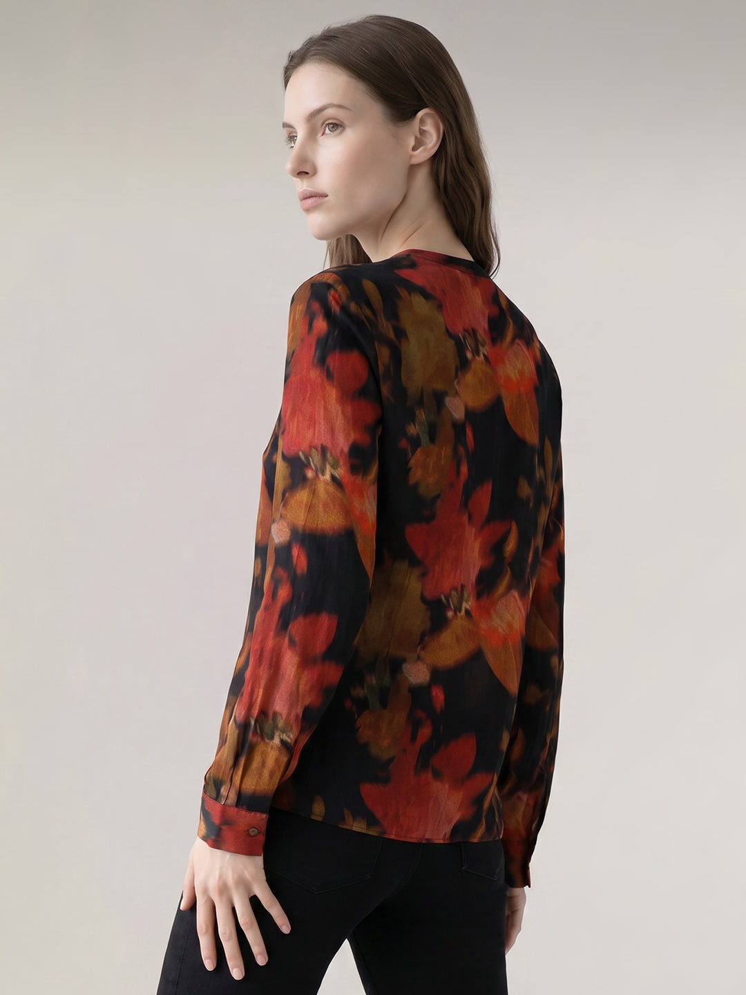 Black Floral Full Sleeves Top