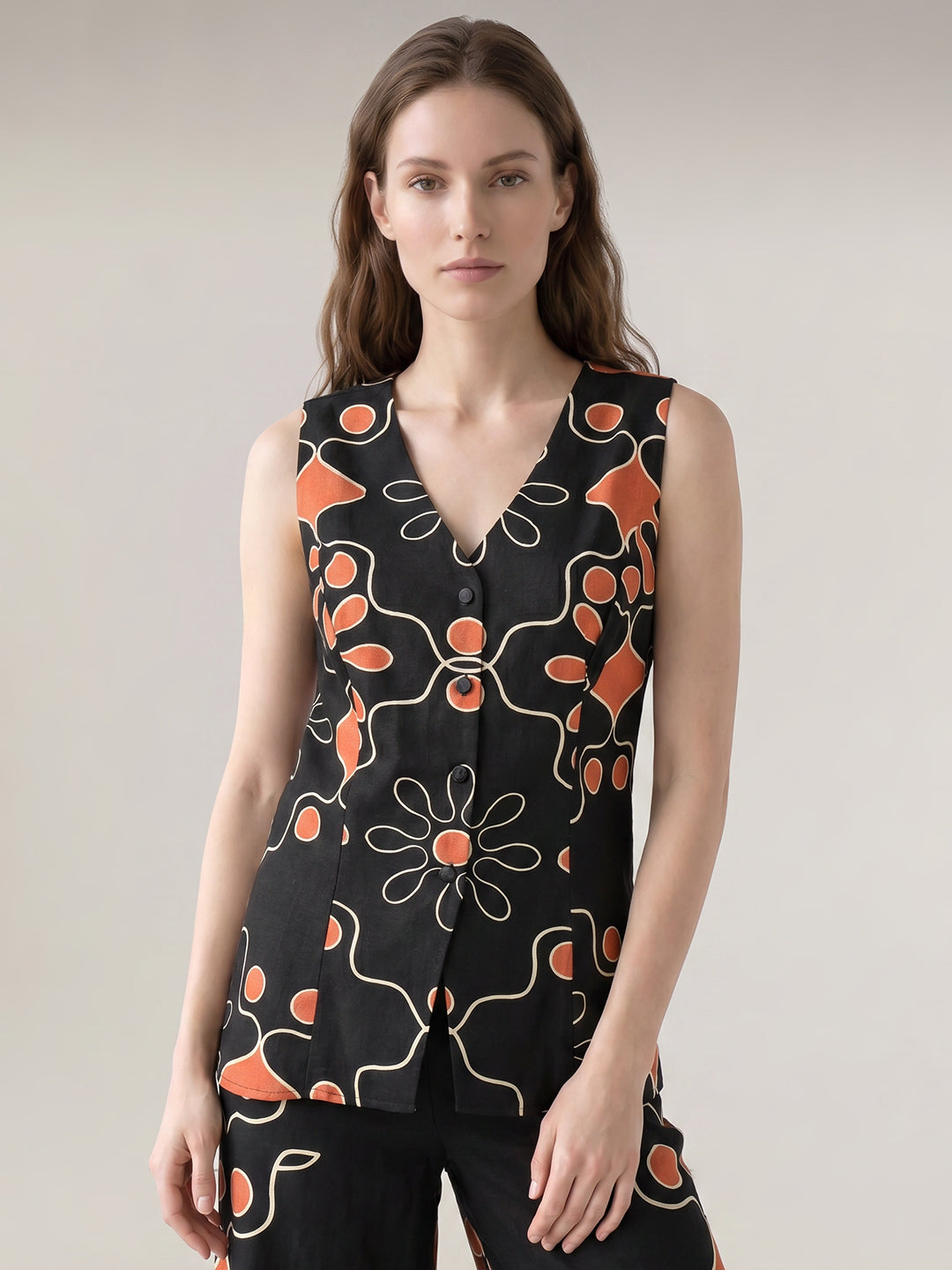 Black Floral Vest Top