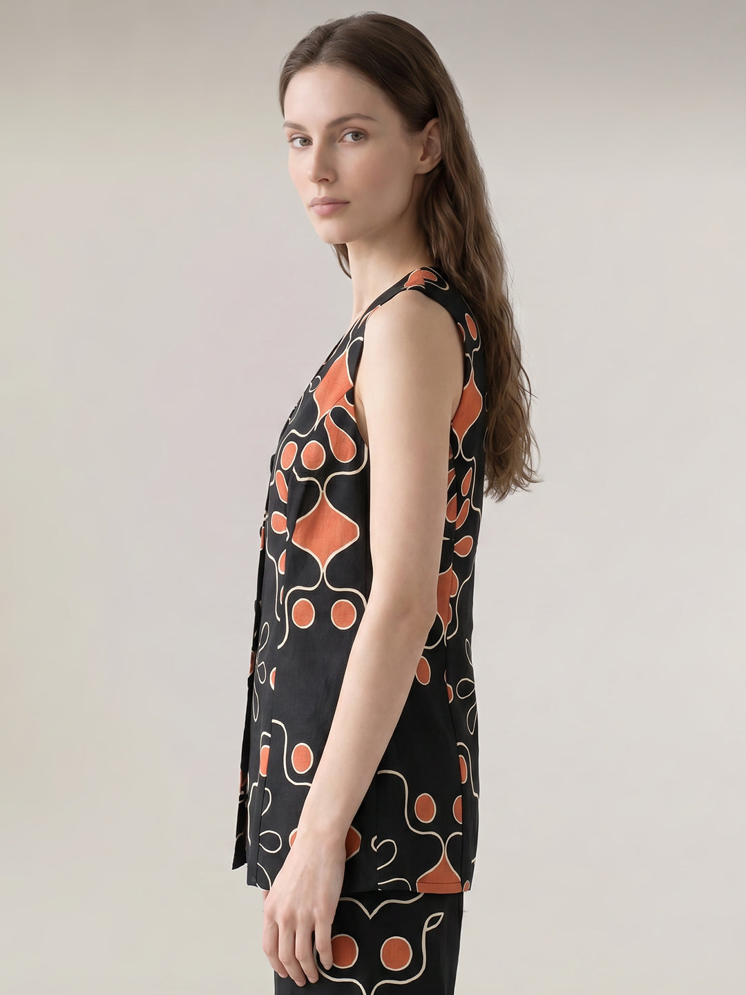 Black Floral Vest Top