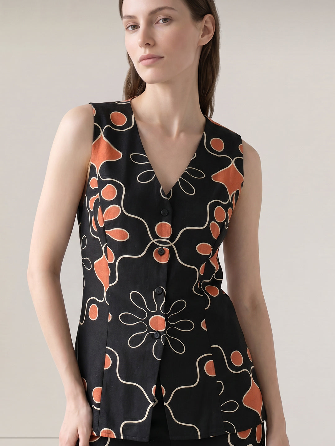 Black Floral Vest Top