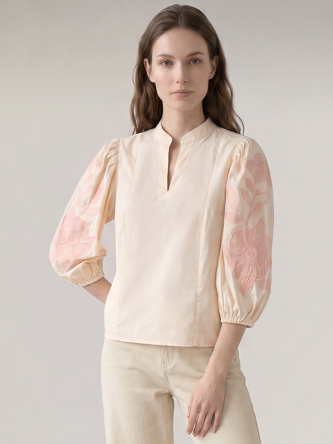 Ecru Embroidered Top