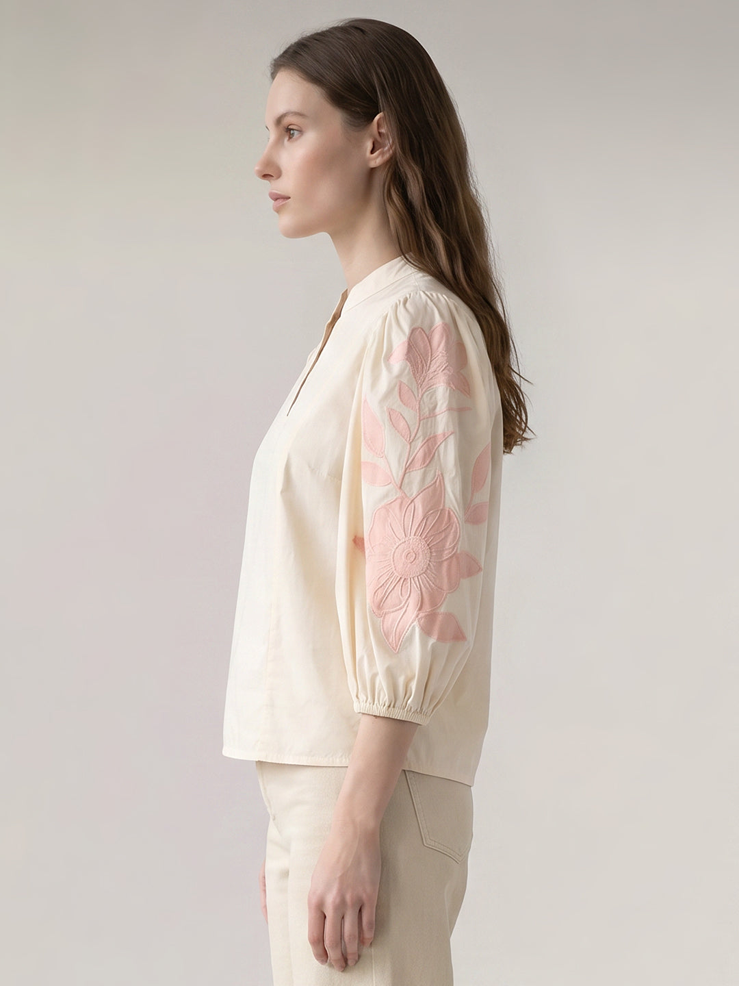Ecru Embroidered Top