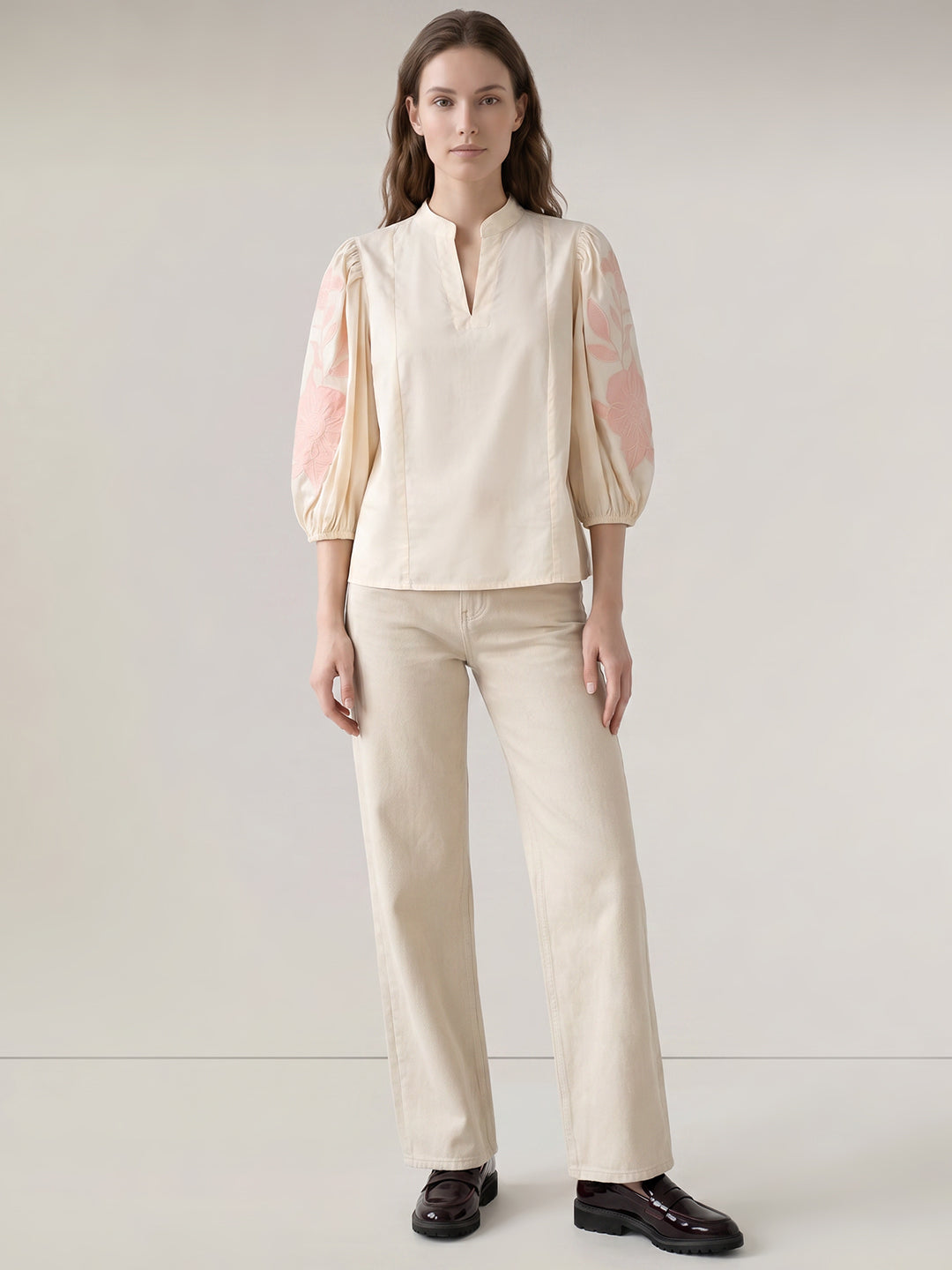 Ecru Embroidered Top