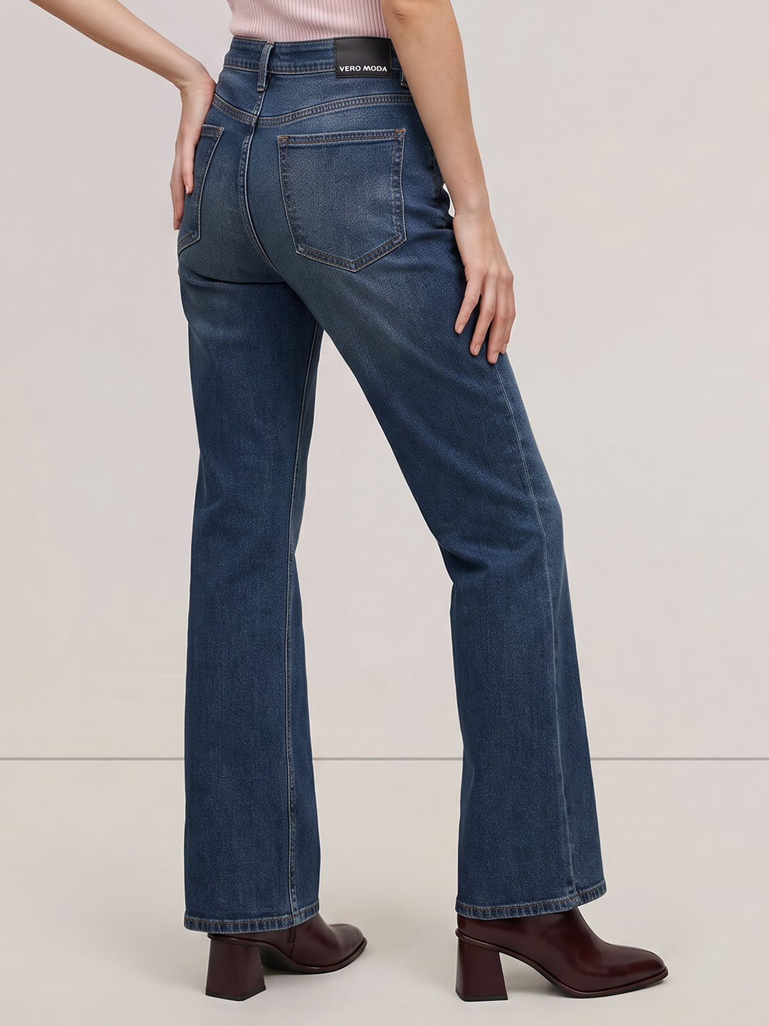 Blue Mid Rise Bootcut Jeans