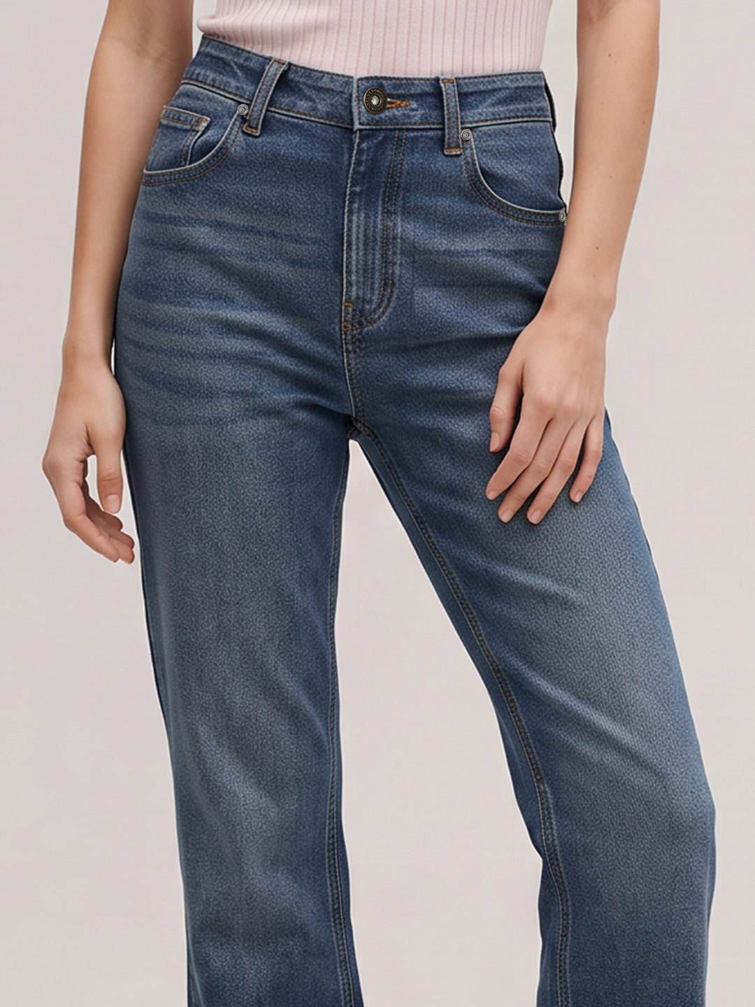 Blue Mid Rise Bootcut Jeans