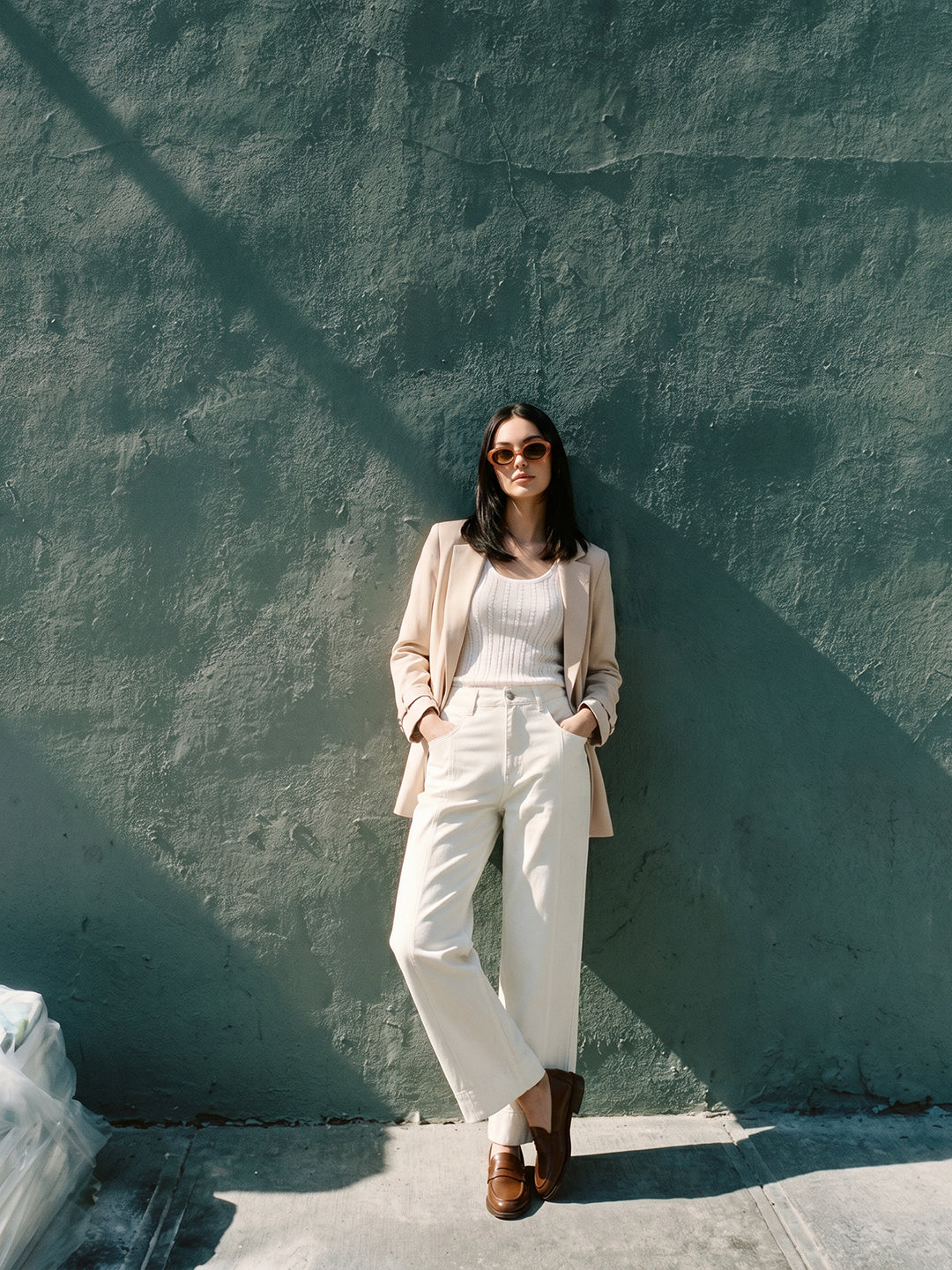 White High Rise Wide Leg Jeans