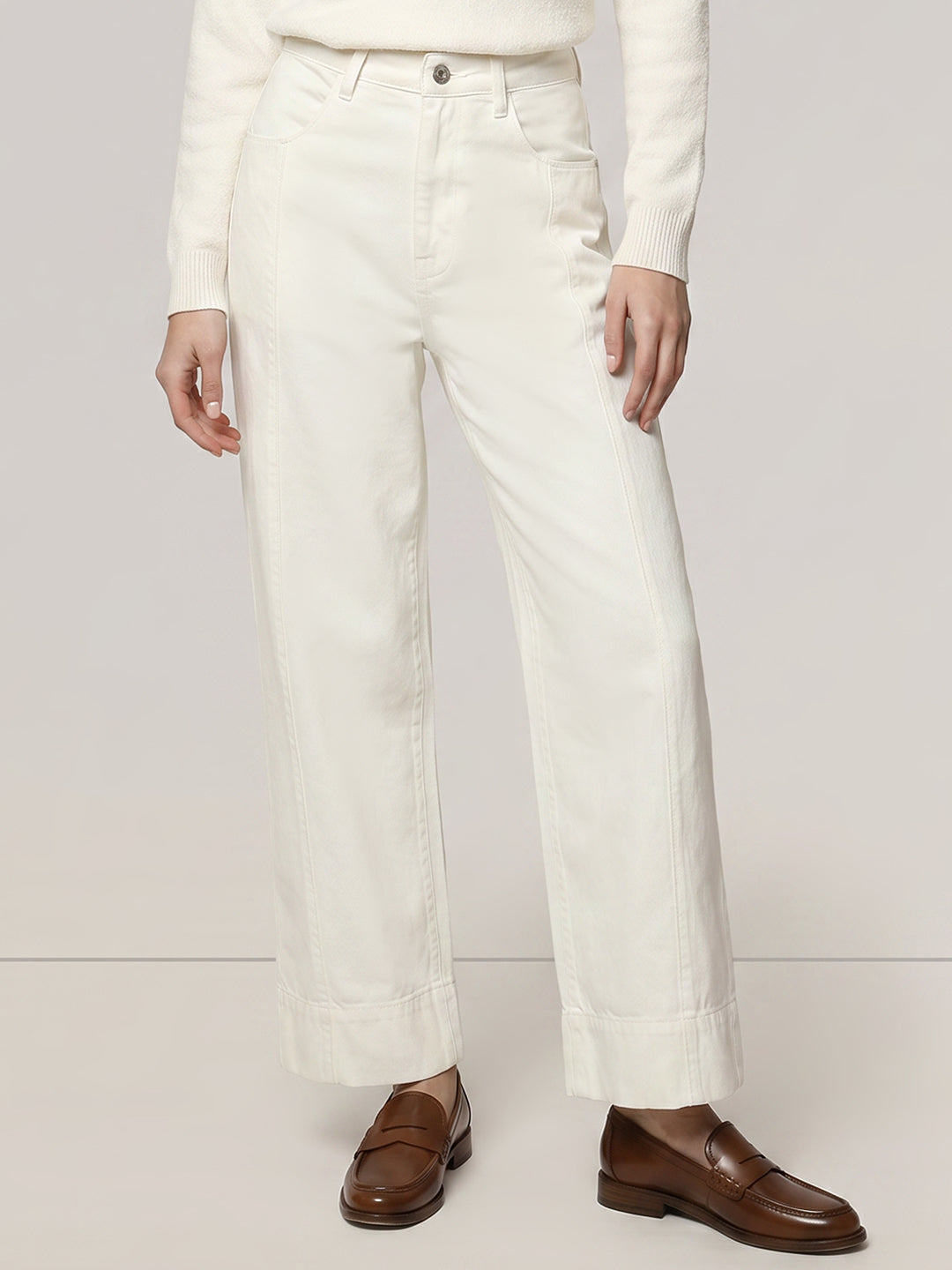White High Rise Wide Leg Jeans