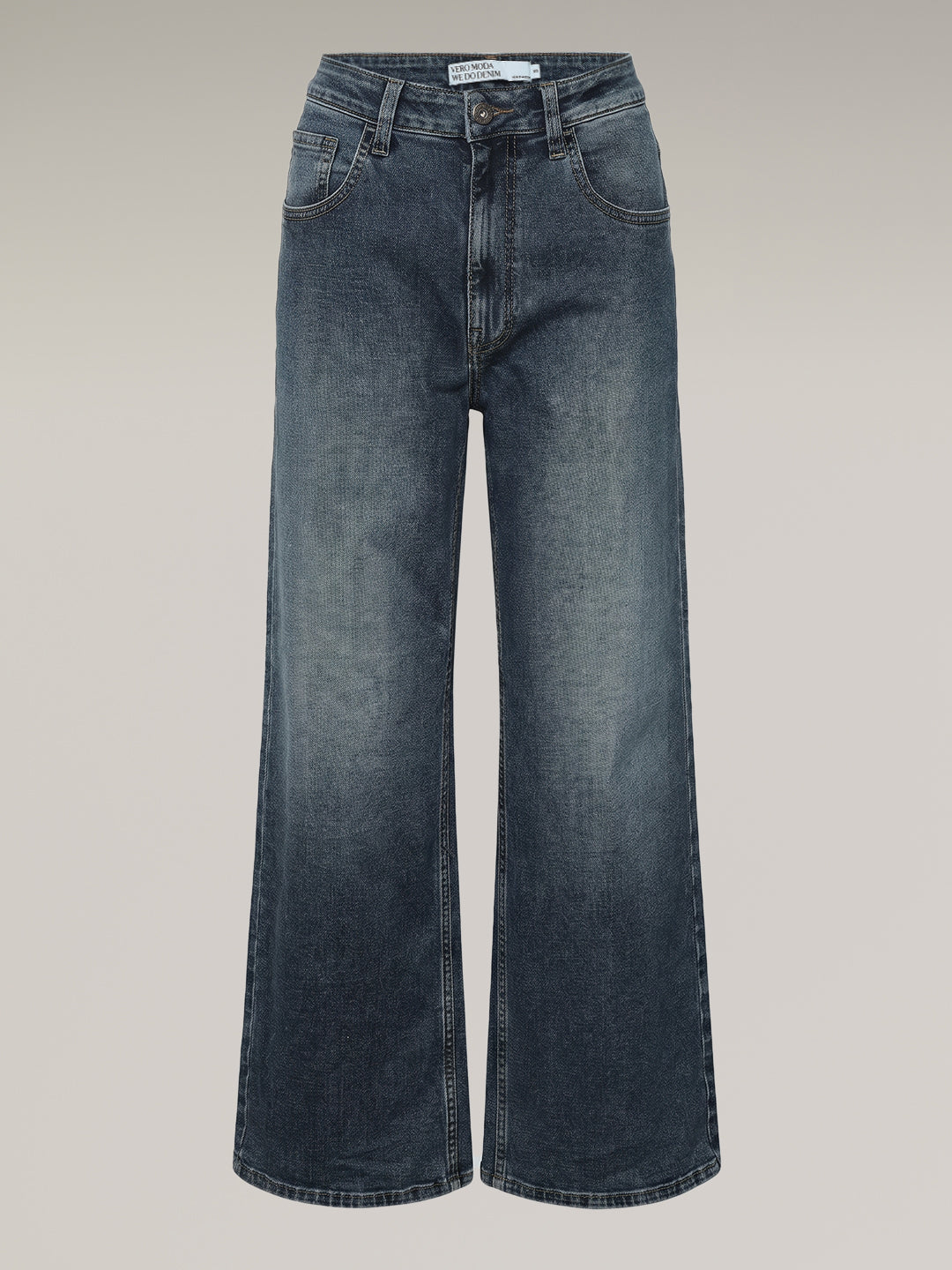 Blue High Rise Wide Leg Jeans