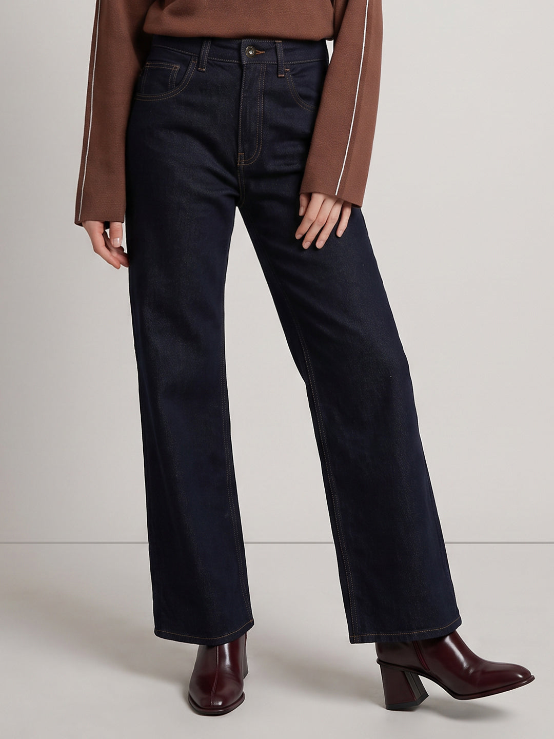 Dark Blue High Rise Wide Leg Jeans