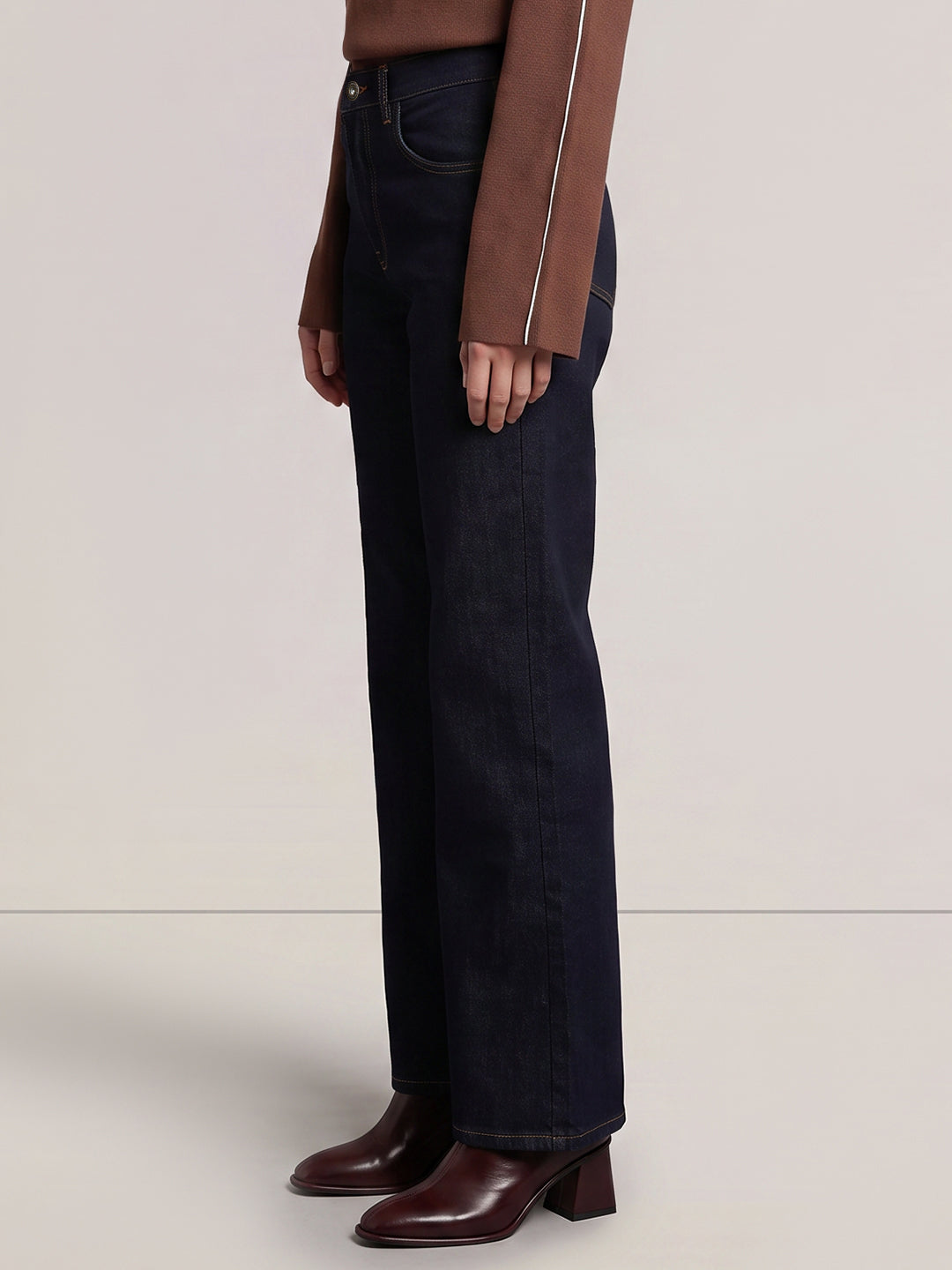 Dark Blue High Rise Wide Leg Jeans