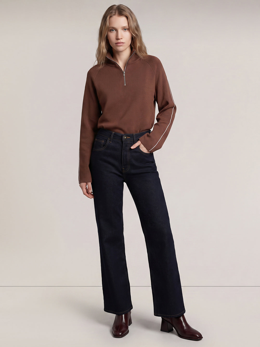 Dark Blue High Rise Wide Leg Jeans