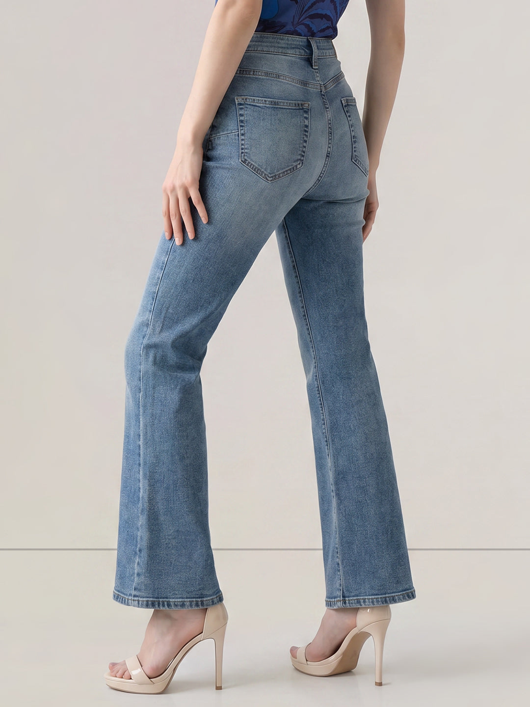 Blue Mid Rise Bootcut Jeans