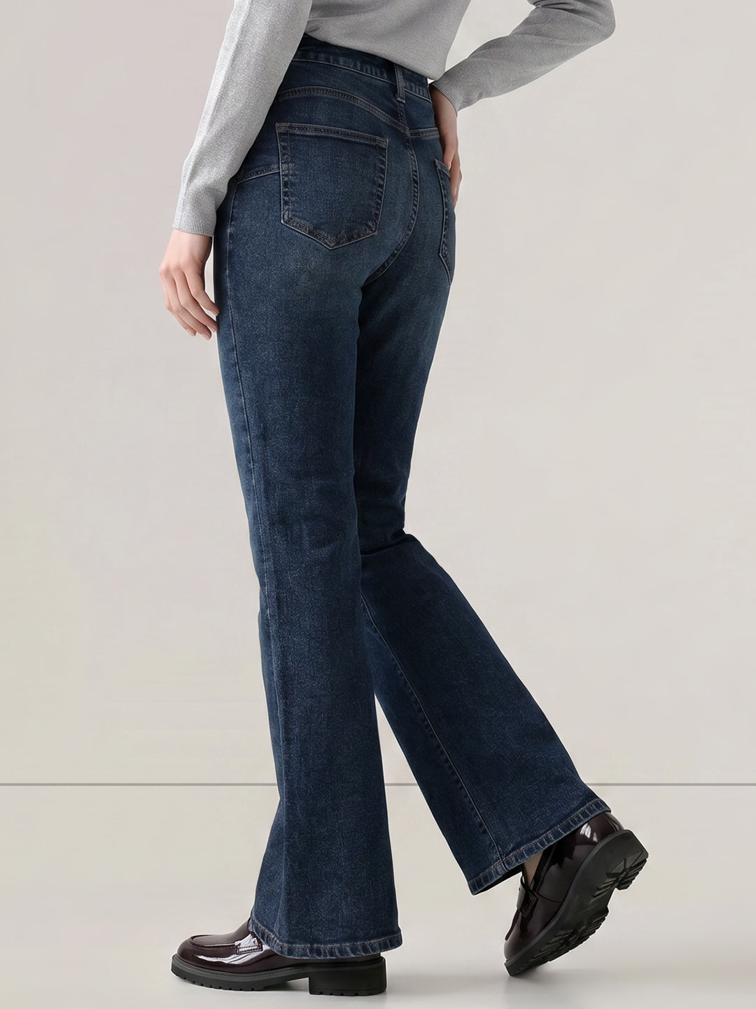 Dark Blue Mid Rise Bootcut Jeans