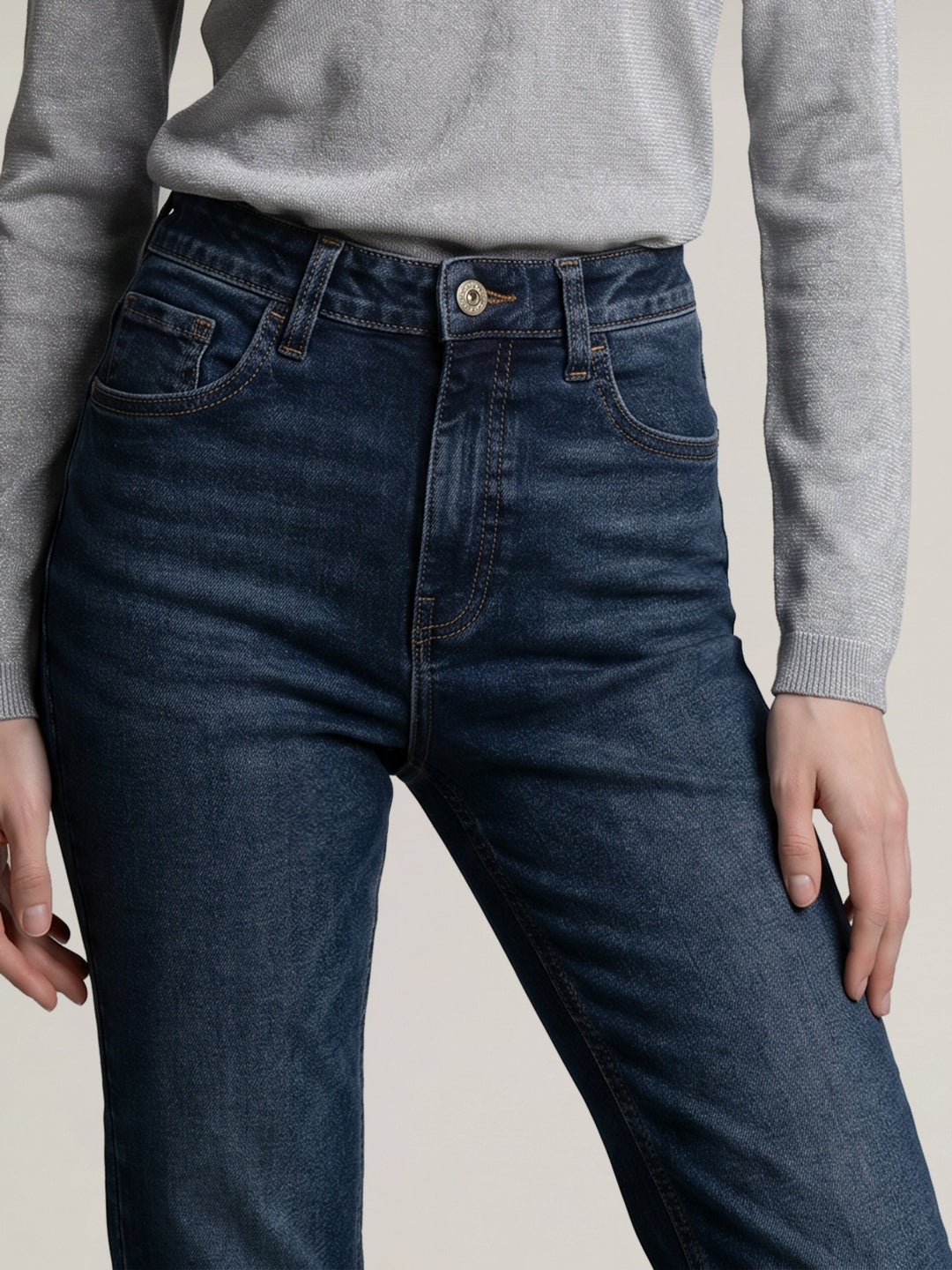 Dark Blue Mid Rise Bootcut Jeans