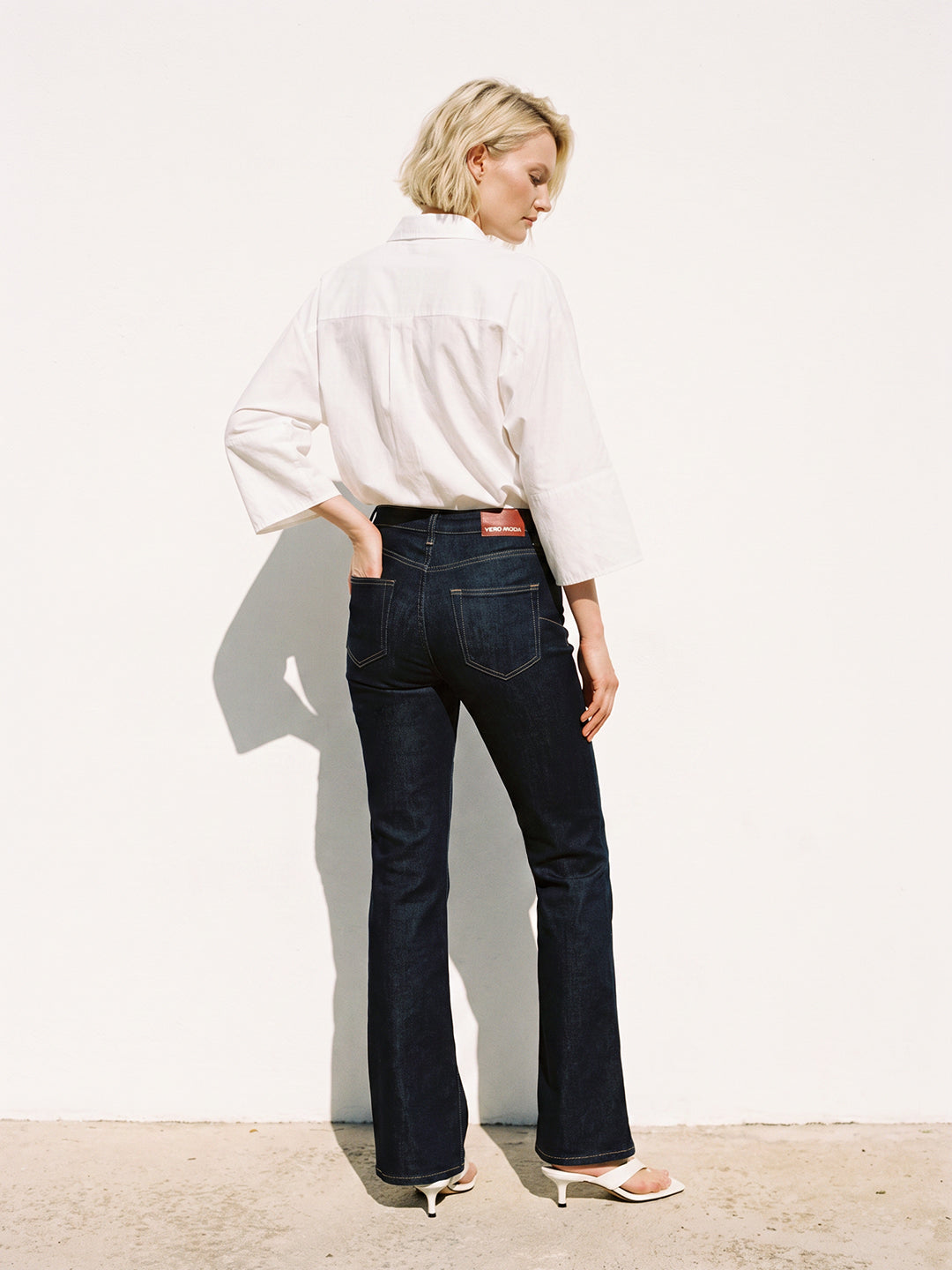 Blue Mid Rise Bootcut Jeans