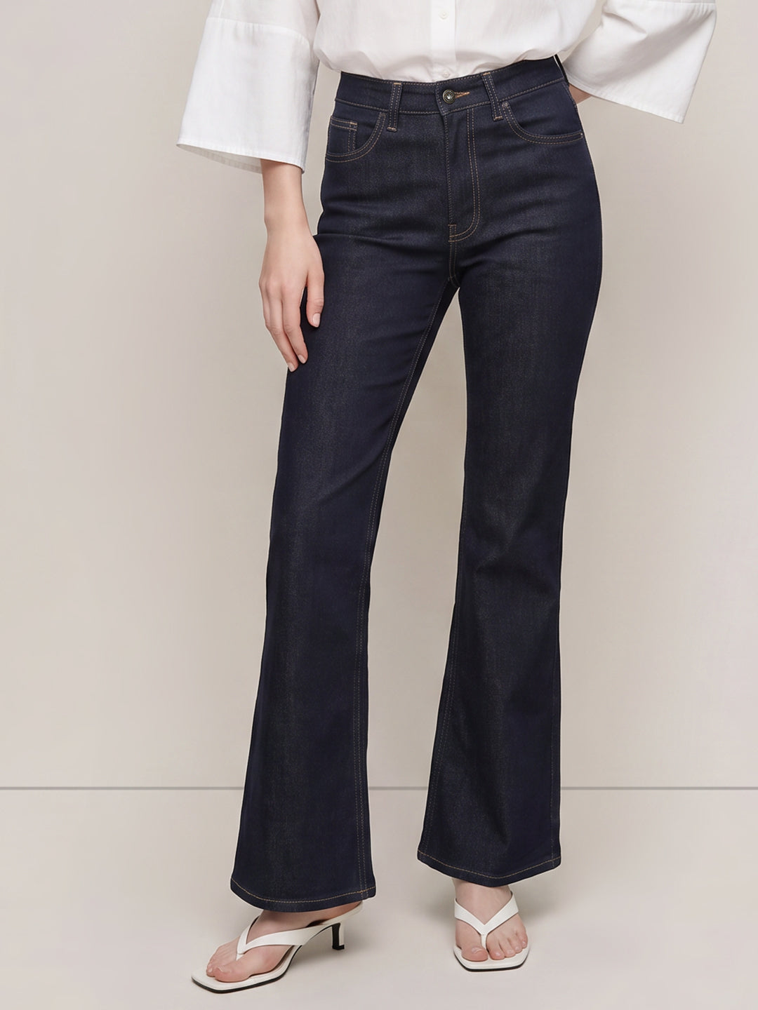 Blue Mid Rise Bootcut Jeans