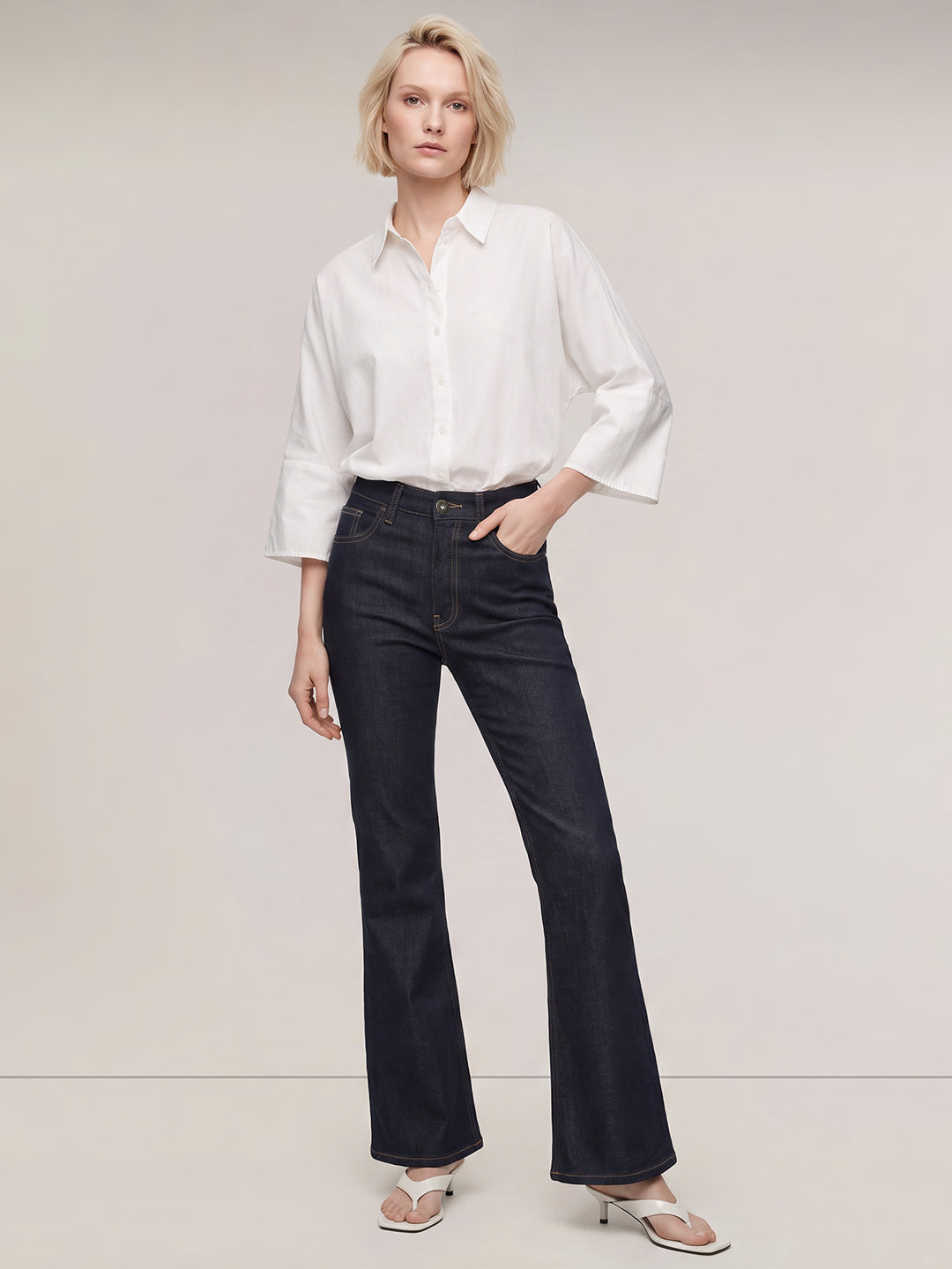 Blue Mid Rise Bootcut Jeans