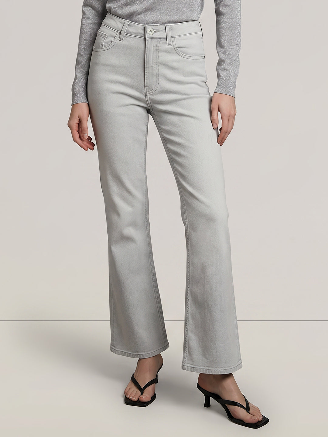 Light Grey Mid Rise Bootcut Jeans