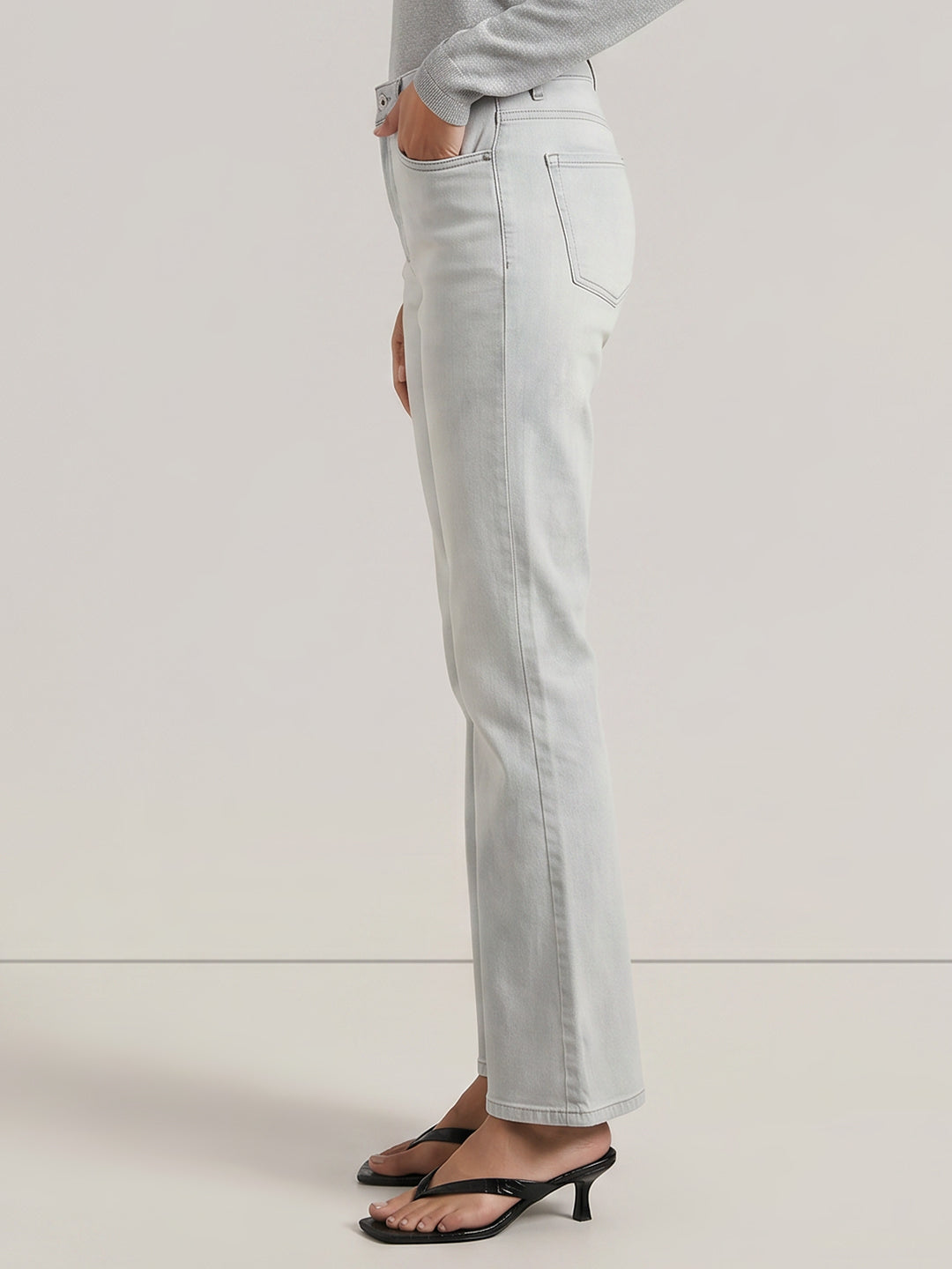 Light Grey Mid Rise Bootcut Jeans