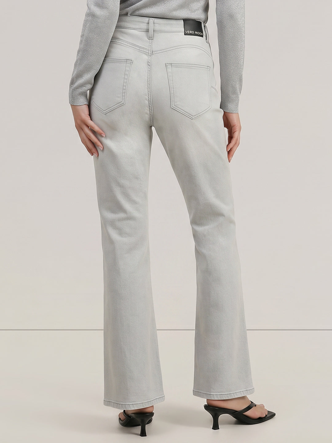 Light Grey Mid Rise Bootcut Jeans
