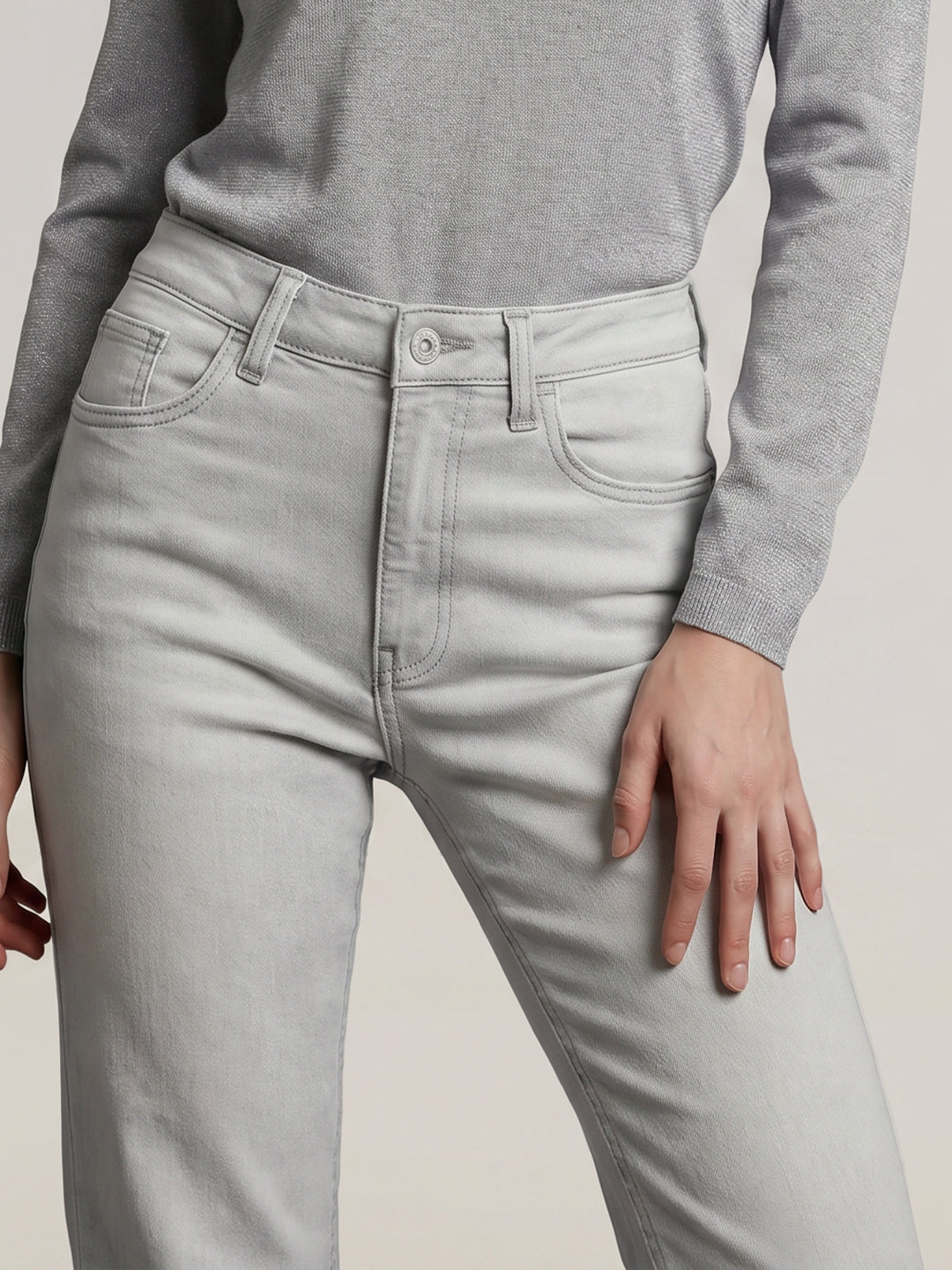 Light Grey Mid Rise Bootcut Jeans