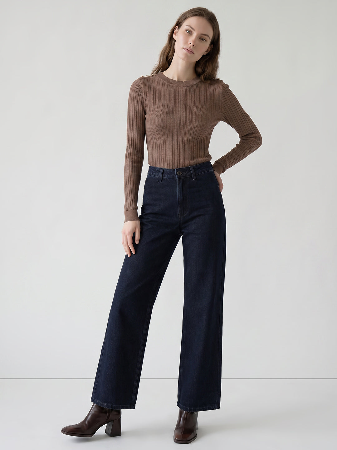 Dark Blue Wide Leg Jeans