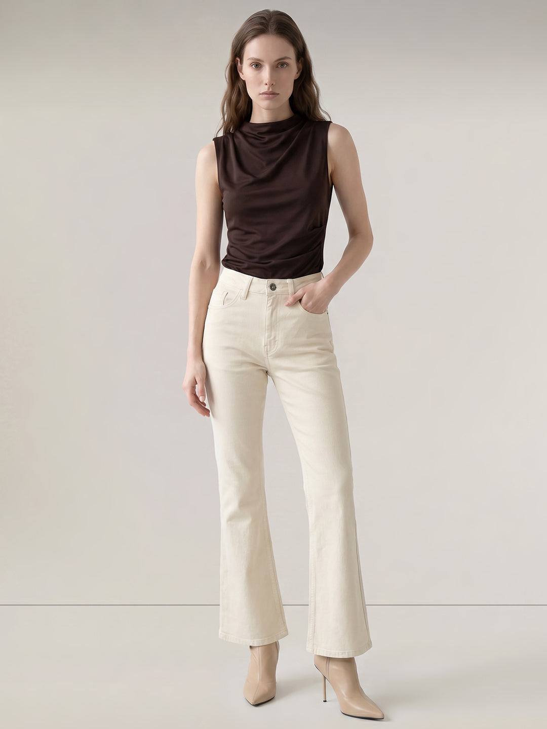 Ecru Bootcut Jeans