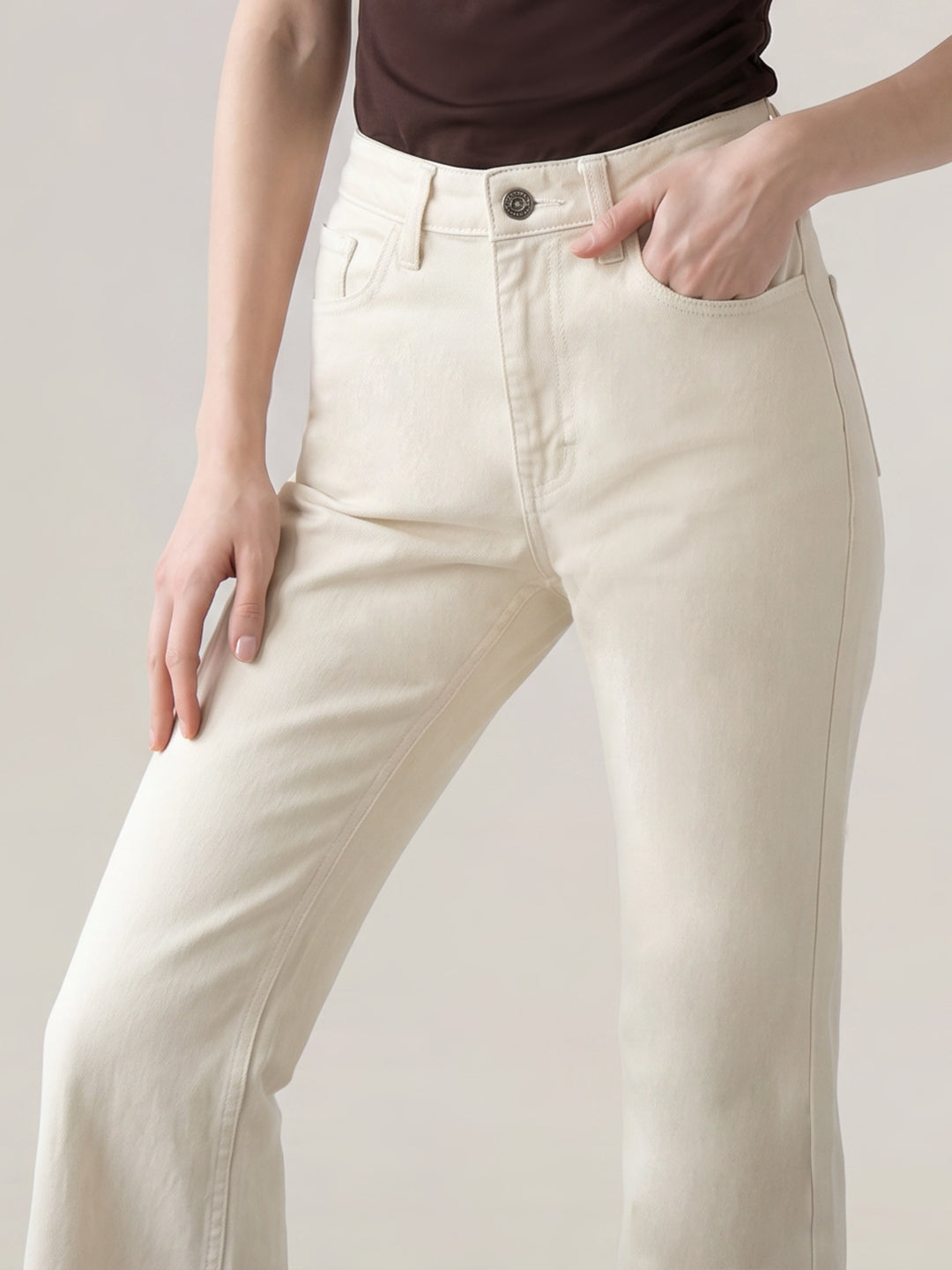 Ecru Bootcut Jeans