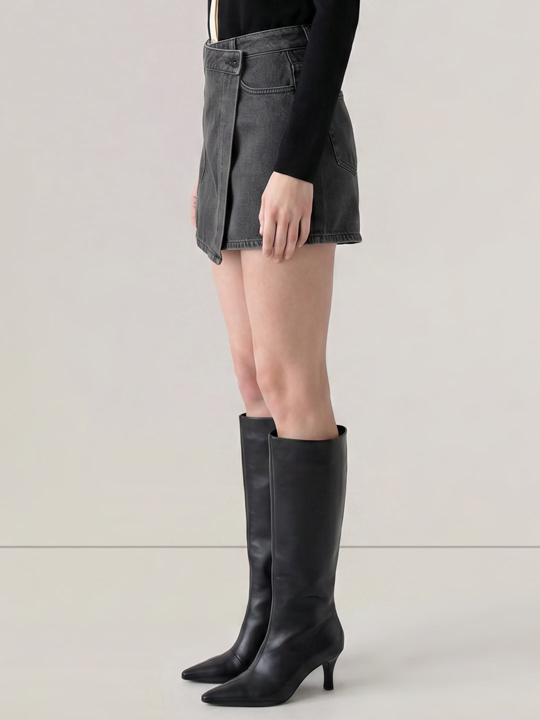Grey Denim Skorts