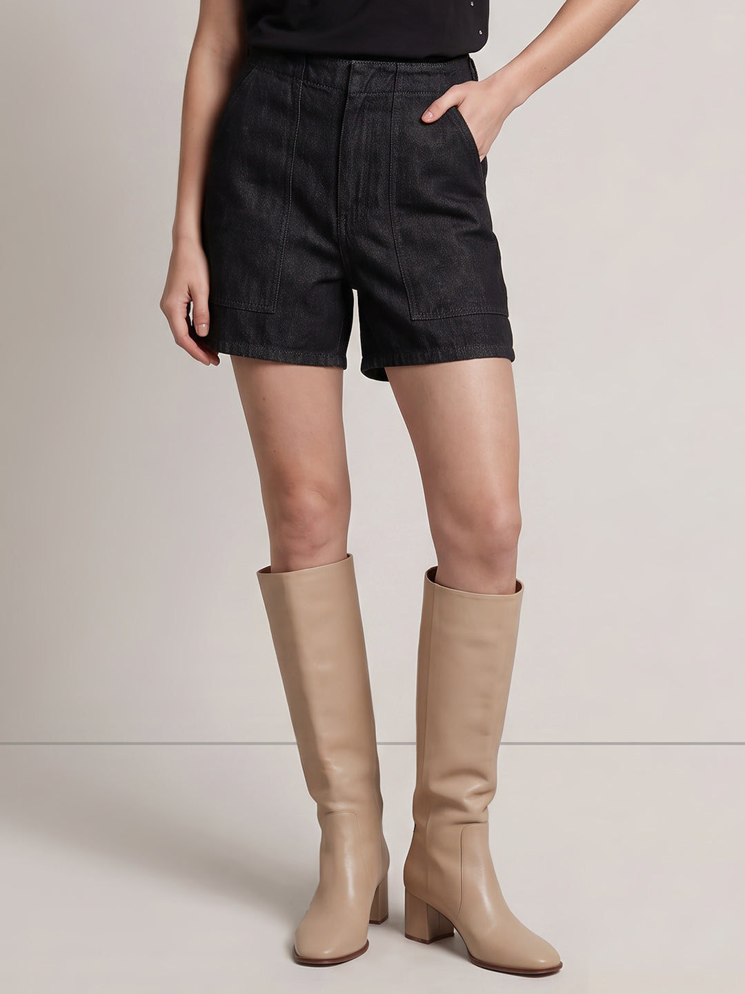 Black High Rise Bermuda Shorts