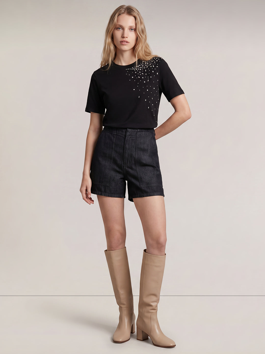 Black High Rise Bermuda Shorts
