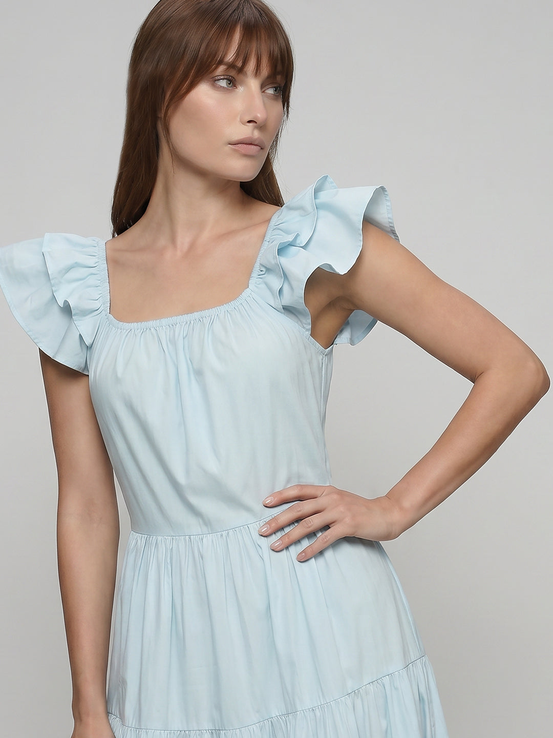 Blue Tiered Fit & Flare Dress